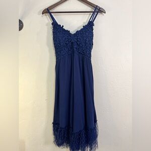 Davi and Dani Elegant Navy Blue Boho‎ Lace Dress Size Large